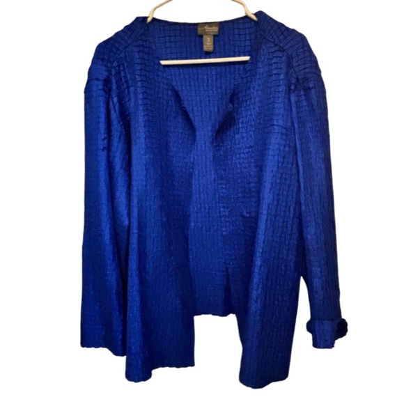 Travelers by Chico's Jackets & Blazers - Travelers by Chico Cobalt Blue Textured Open Cardigan Size 3 (XL)